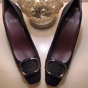 Stuart Weitzman Black Goose Bump Leather Heels